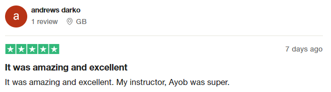 It was amazing and excellent. My instructor, Ayob was super.